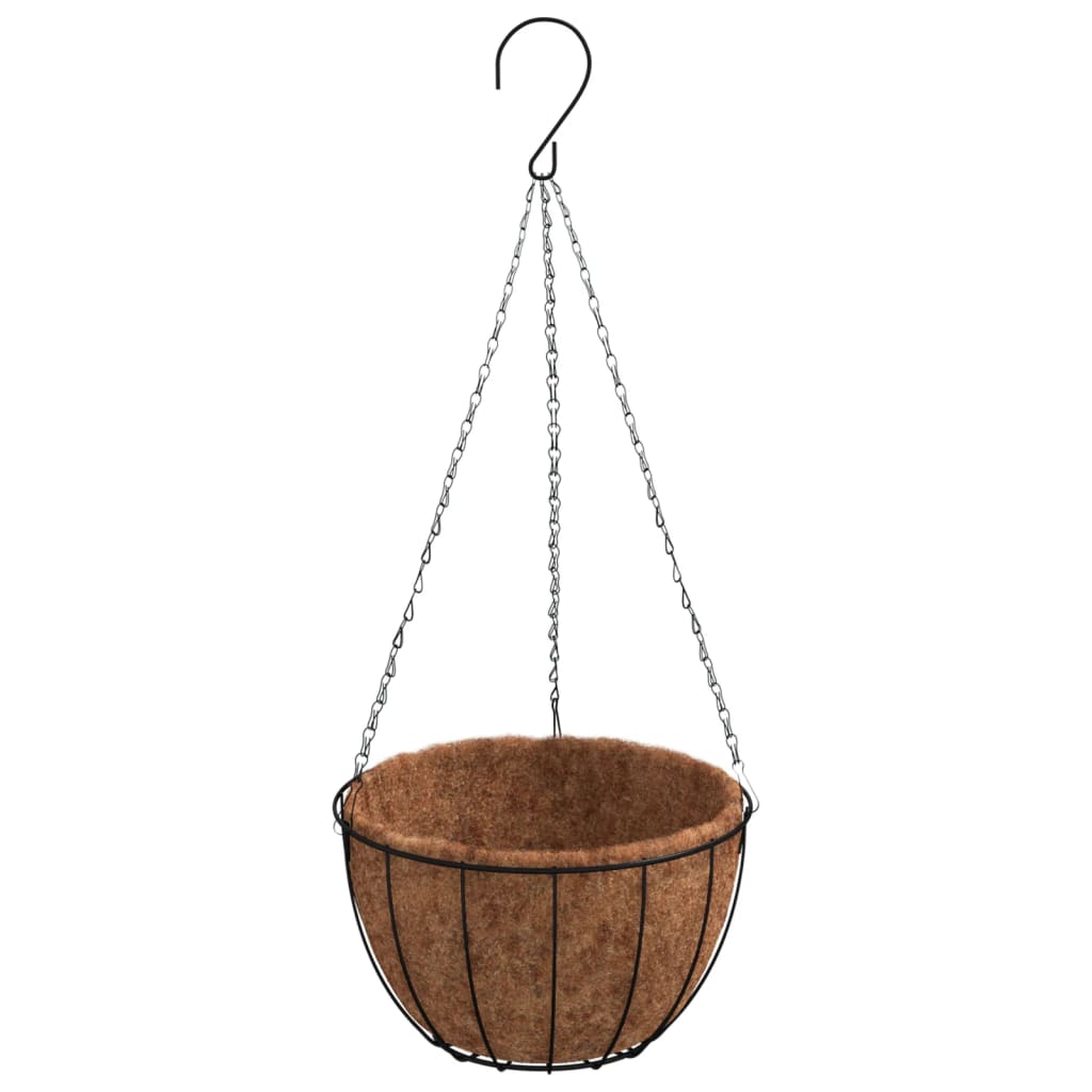 Macetas Colgantes 4 Uds Revestimiento Coco Acero Negro Ø40x63cm_2