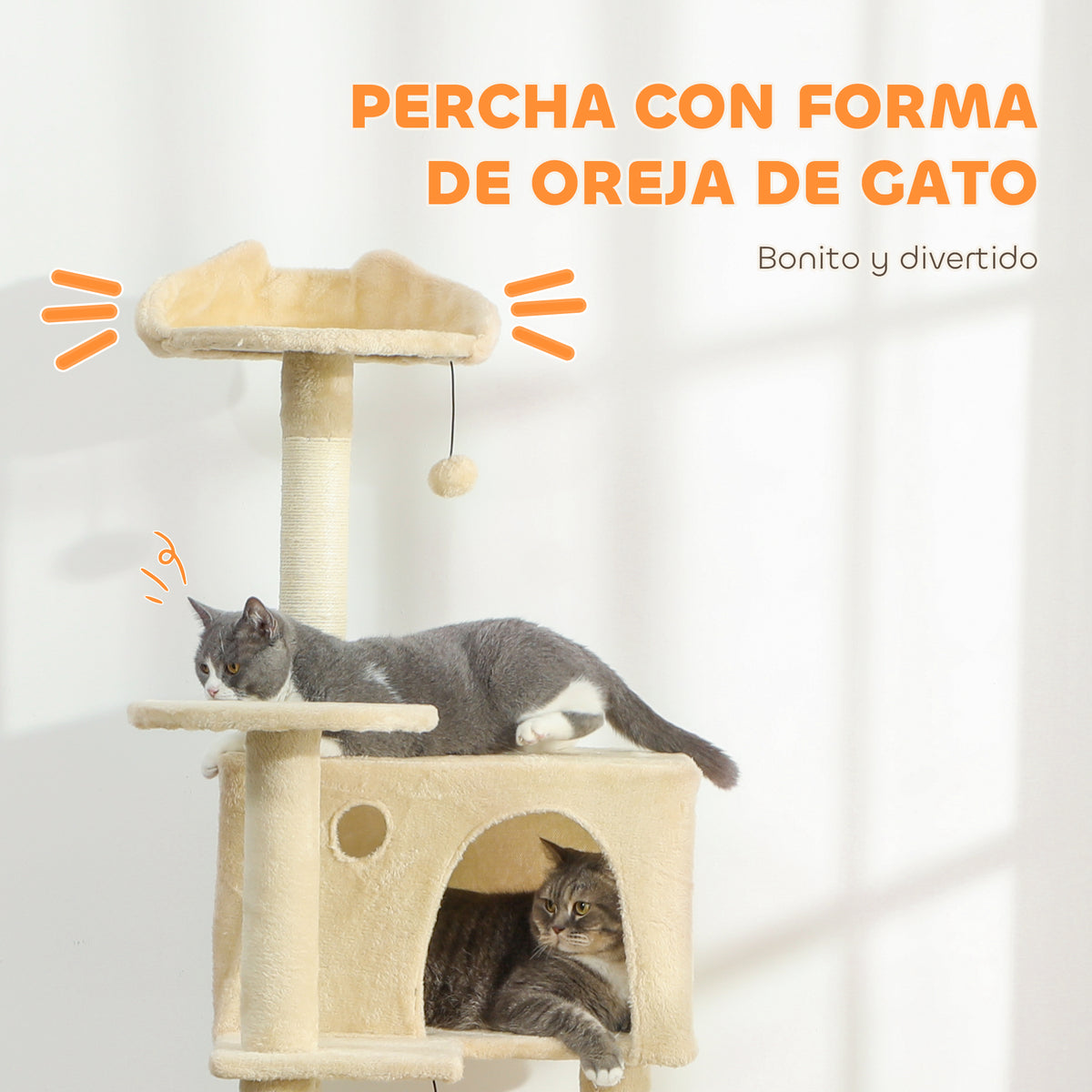 Pawhut Árbol Rascador Para Gatos 180 Cm Con Múltiples Plataformas Beige_4