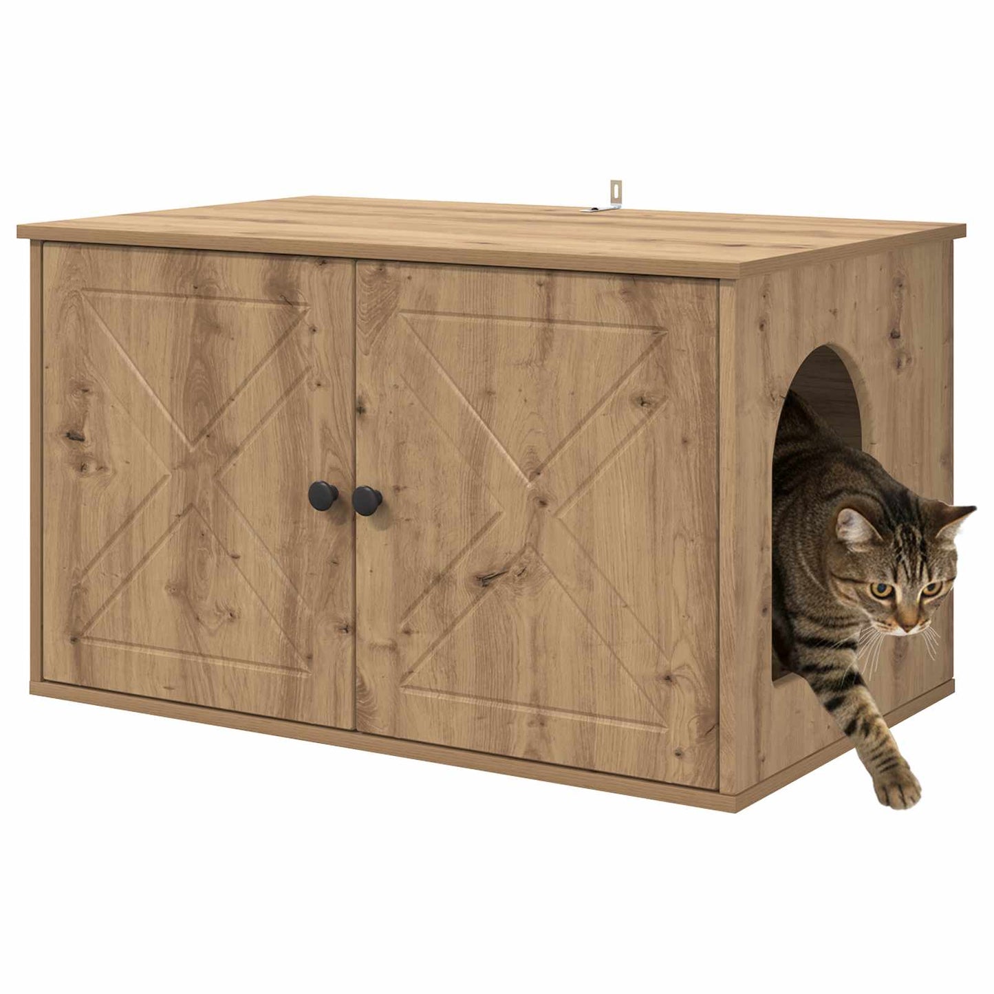 Casa Para Gatos Roble Artesanal 85 X 55 X 50,5 Cm_2