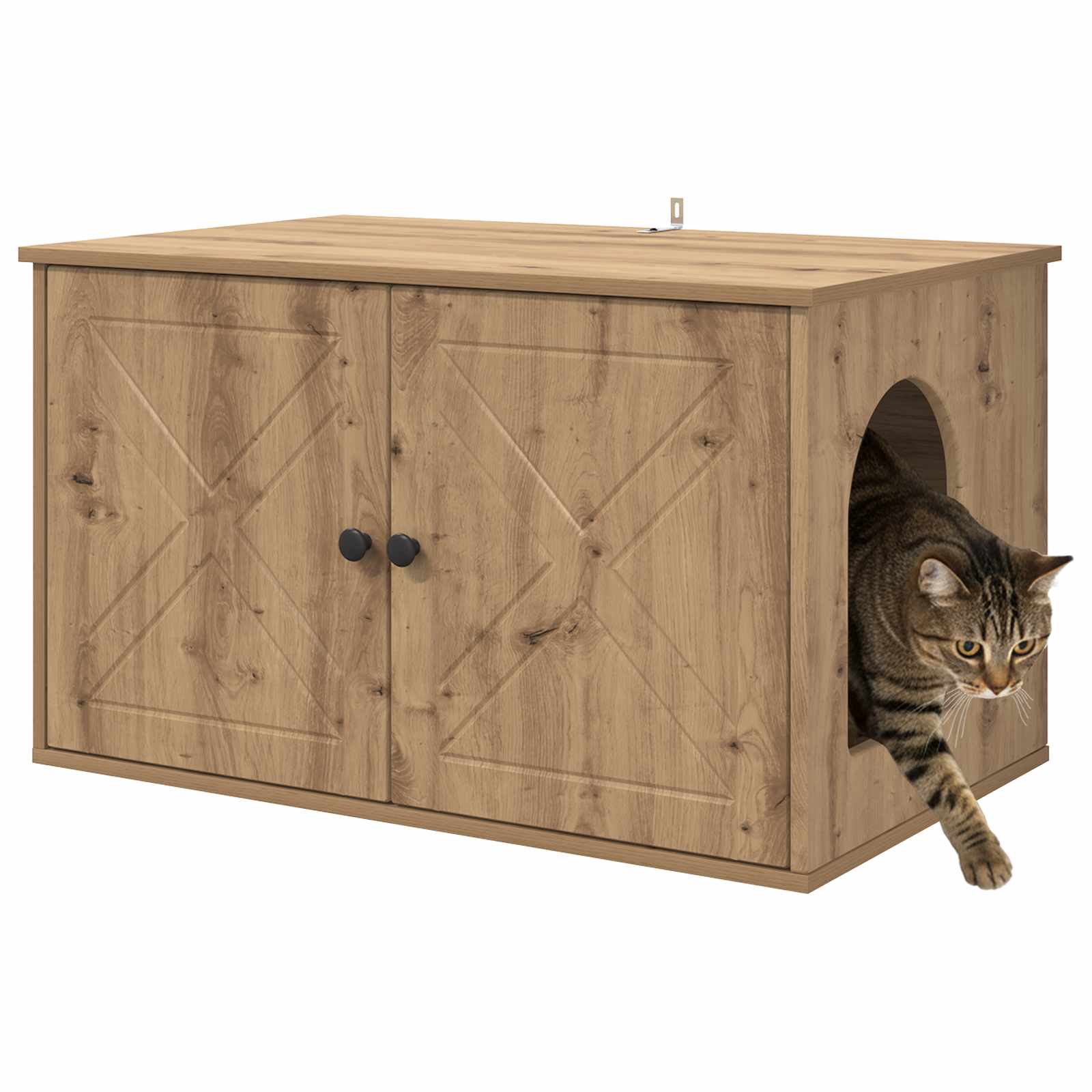 Casa Para Gatos Roble Artesanal 85 X 55 X 50,5 Cm_2