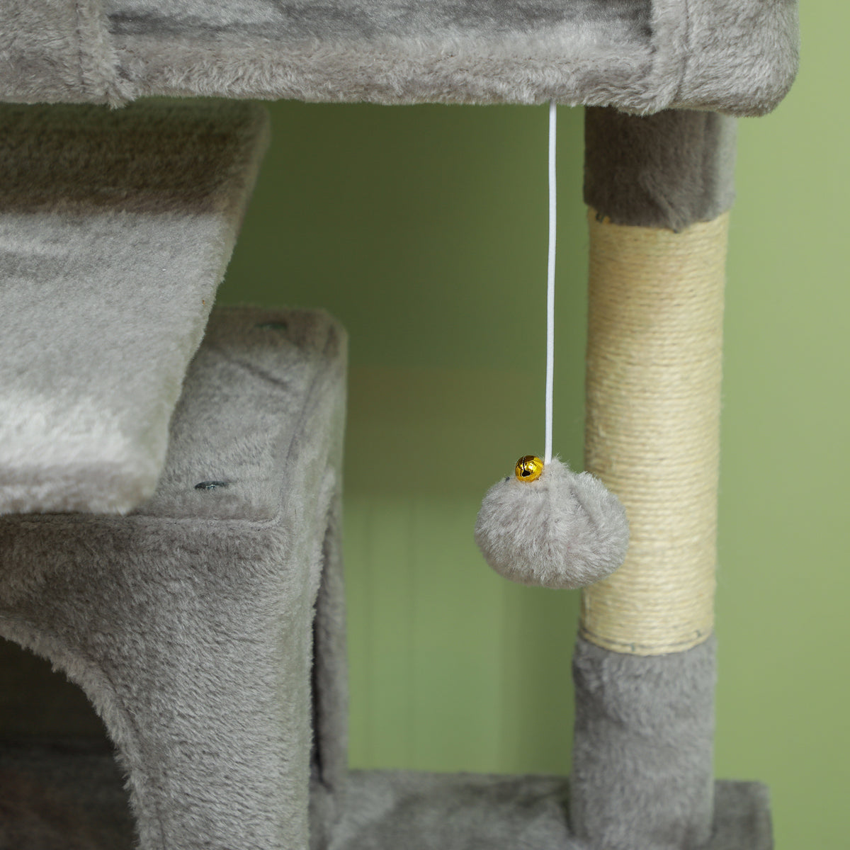 Pawhut Rascador Para Gatos Altura 138 Cm Con Postes De Sisal Hamacas Gris Claro_3