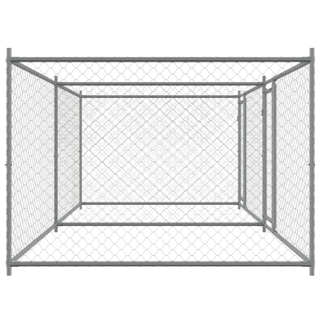 Jaula De Perros Con Puertas Acero Galvanizado Gris 4x2x1,5 M_4