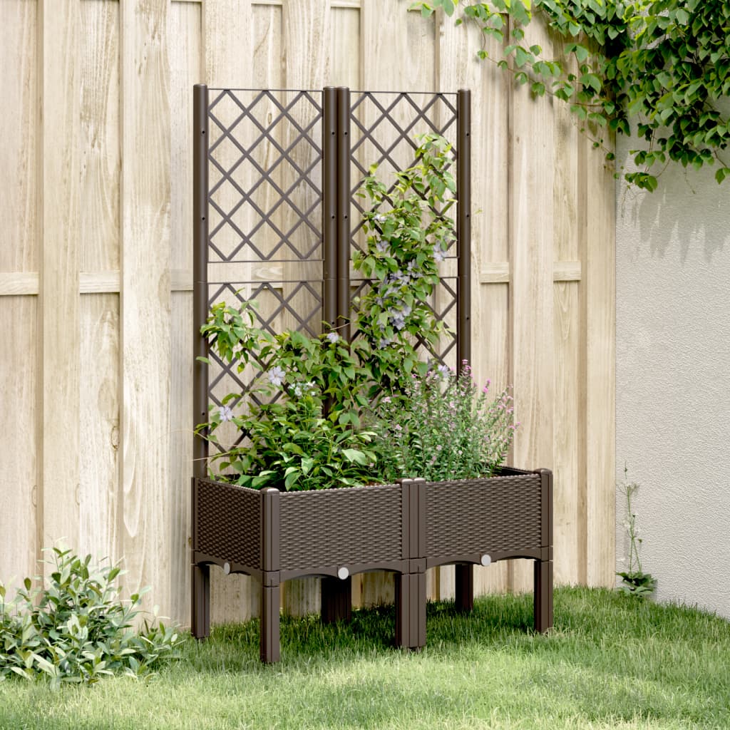 Jardinera Con Enrejado Pp Marrón 80x40x142 Cm_1