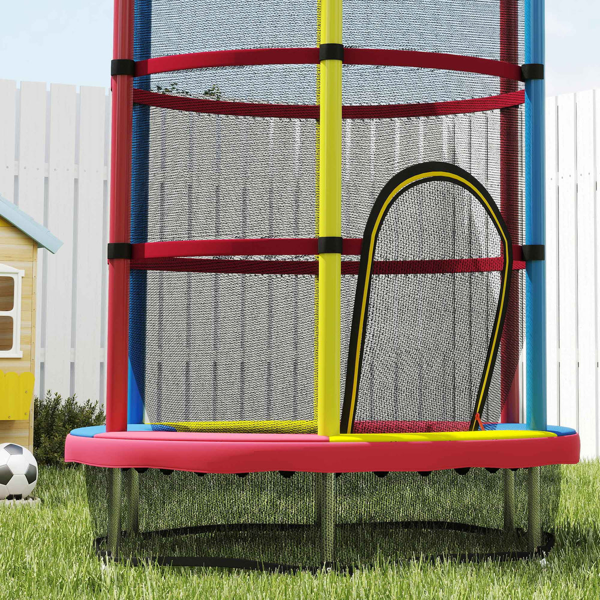 Cama Elástica Infantil Homcom Acero, Pp Multicolor 160x160x190 Cm_4