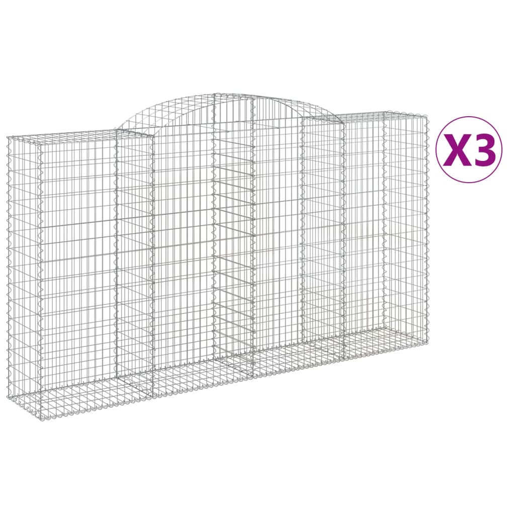 Cestas De Gaviones 3 Uds Forma De Arco Hierro 300x50x160/180 Cm_0