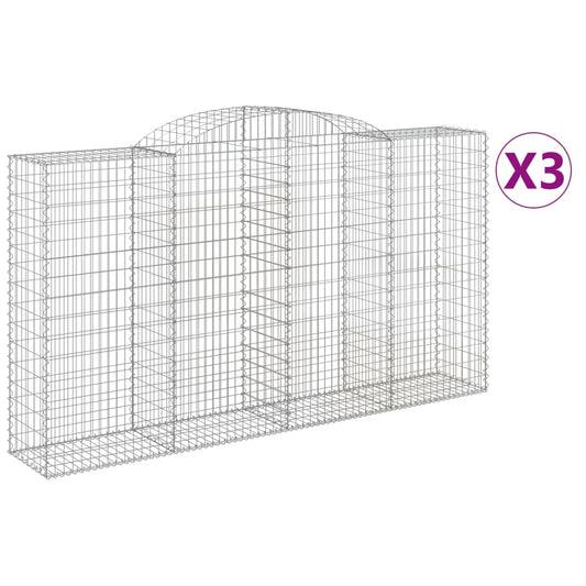 Cestas De Gaviones 3 Uds Forma De Arco Hierro 300x50x160/180 Cm_0