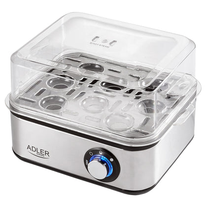 Cuece Huevos Eléctrico, 8 Huevos Cocidos, Ajuste Eléctronico Cocción, Soporte Extraíble, Sin Bpa Adler Ad4486 Plata_0