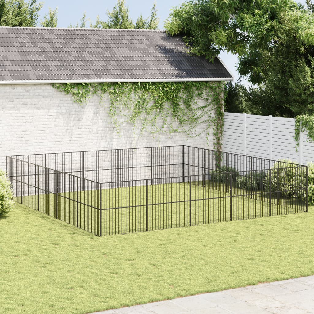 Corralito Para Perros Con 20 Paneles Acero Galvanizado Negro_1