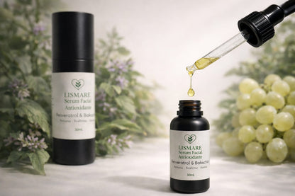 Sérum facial con Resveratrol y Bakuchiol 30 ml – Antioxidante - Renueva, reafirma e ilumina – Lismare_1