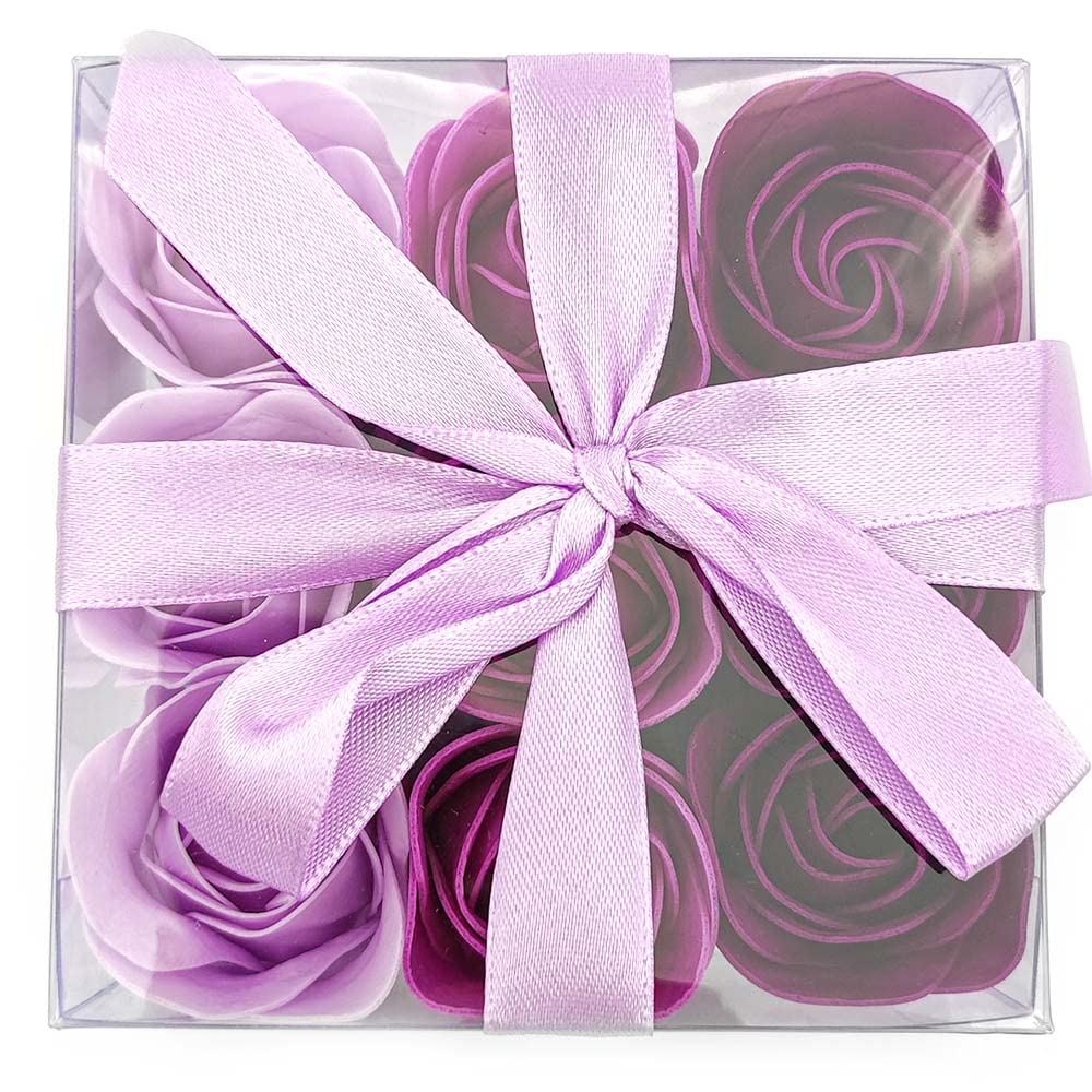 Pack 5 Cajas 9 Rosas De Jabón (lila) - Flores Con Pétalos De Jabón Perfumados - Regalo Original Para Días Especiales_2
