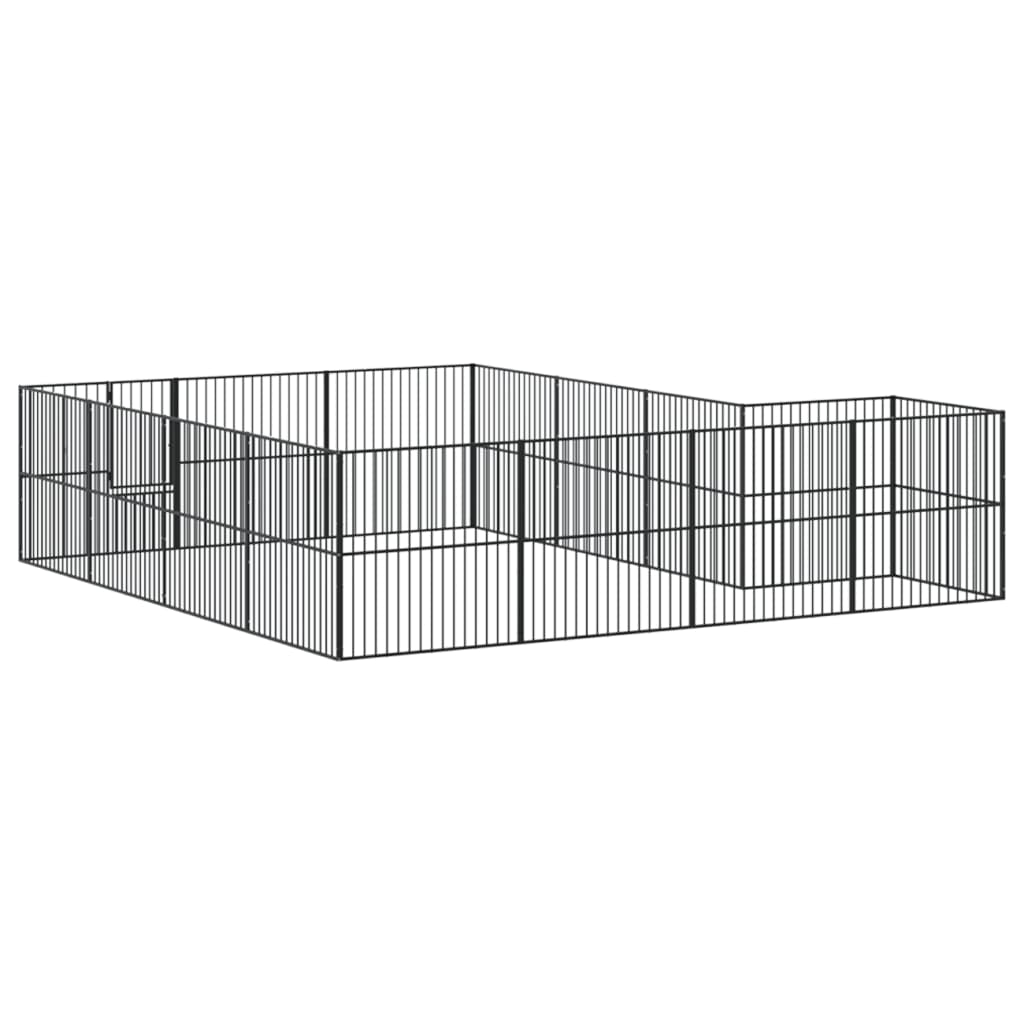 Corralito Para Perros Con 16 Paneles Acero Galvanizado Negro_5