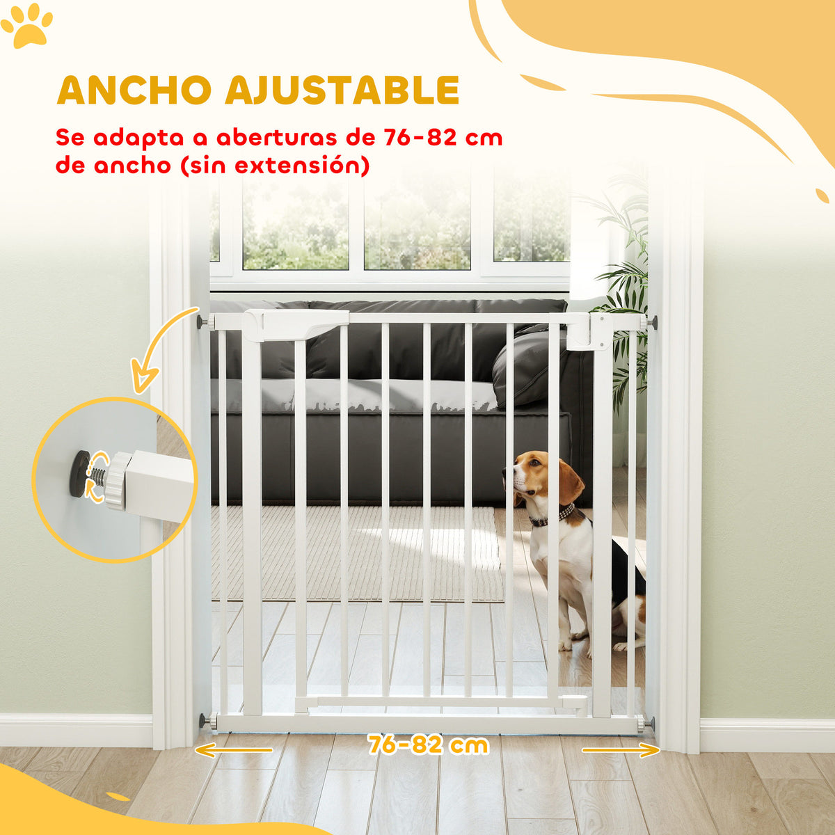 Pawhut Barrera De Seguridad Para Niños Y Perros Ancho De 76-81 Cm Blanco_3
