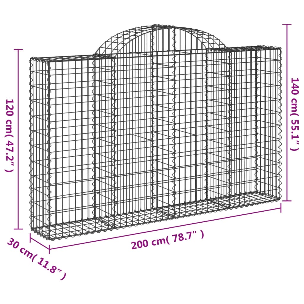 Cestas De Gaviones 2 Uds Forma De Arco Hierro 200x30x120/140cm_5