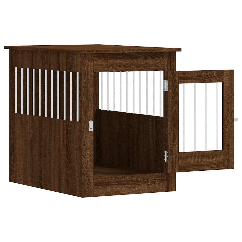 Jaula Para Perros Madera De Ingeniería Roble Marrón 55x80x68 Cm_5