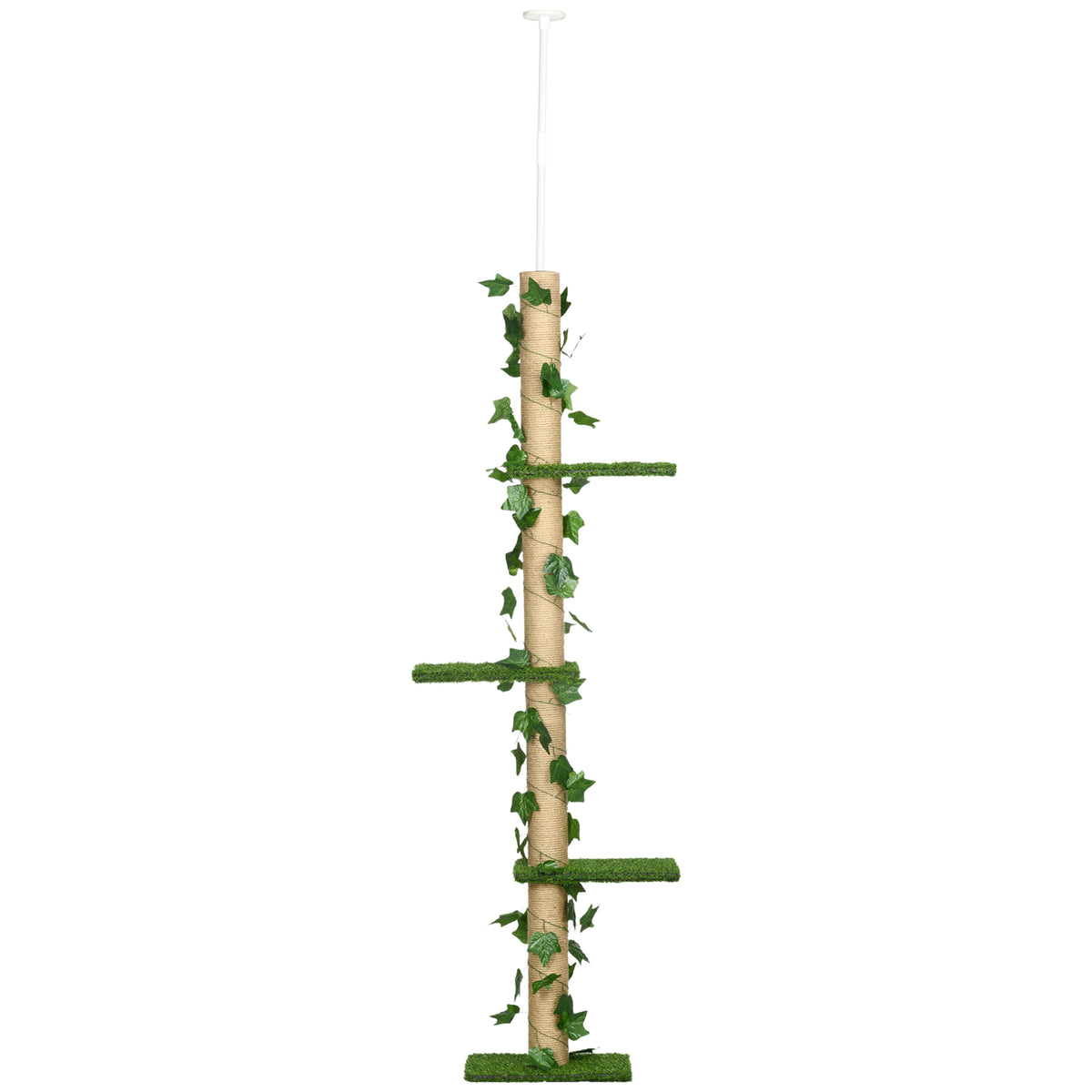 Pawhut Árbol Para Gatos Del Suelo Al Techo 37x21x202-242 Cm Con Altura Ajustable_0