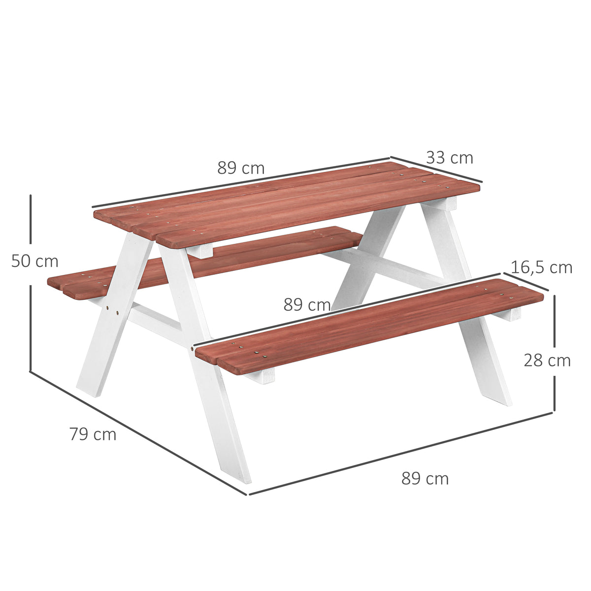 Mesa Picnic Infantil Outsunny 89x79x50 Cm Marrón_2