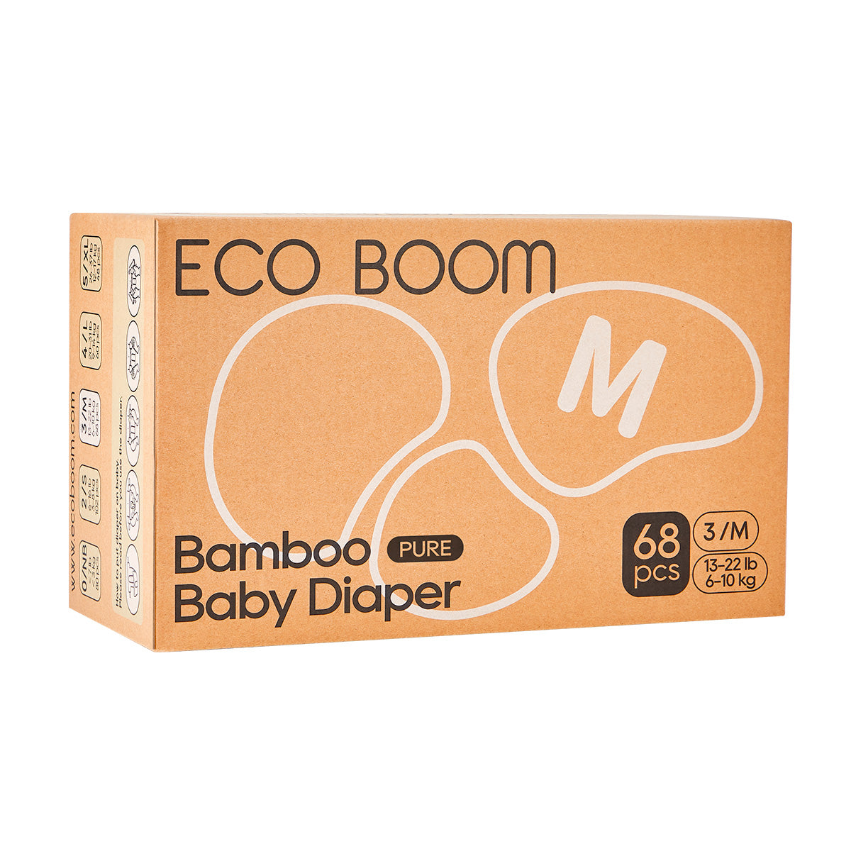 Pañales de Bambú Pure Premium T3 (de 6 a 10 Kg) Ecoboom 68 uds