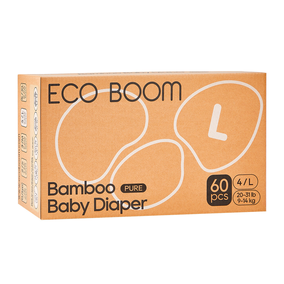 Pañales de Bambú Pure Premium T4 (de 9 a 14 Kg) Ecoboom 60 uds