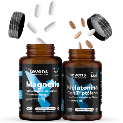 Pack Magnesio Complex + Melatonina. Sevens Nutrition. Descanso Y Relajación Muscular_0