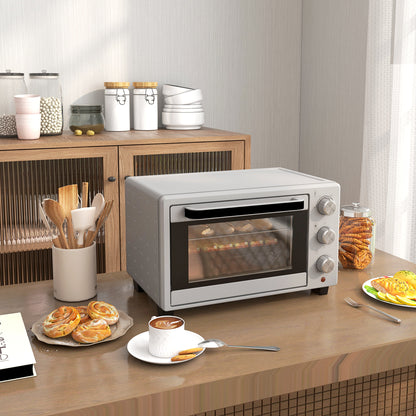 Homcom Horno Eléctrico De Sobremesa De 21l 1400w Con Temporizador Plateado_1