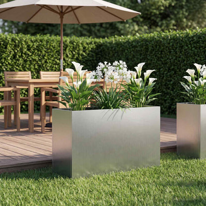 Macetero De Jardín Plateado 80 X 40 X 50 Cm Acero Galvanizado_1