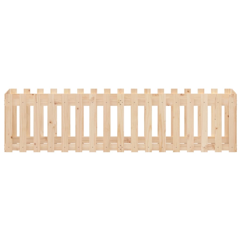 Arriate Elevado Jardín Con Valla Madera Maciza Pino 200x50x50cm_4