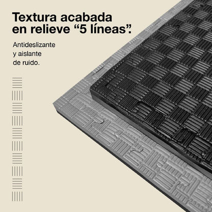 Jowy Tatami Puzzle 4cm 100x100cm, Pack 4 Unidades – Superficie 5 Líneas Gris/negro_3