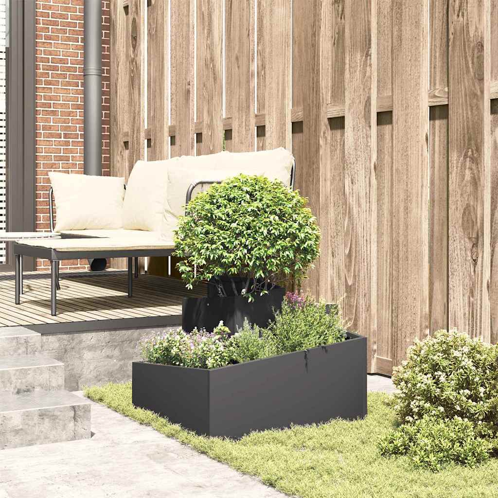 Macetero De Jardín Negro 60 X 60 X 50 Cm Acero Laminado En Frío_3