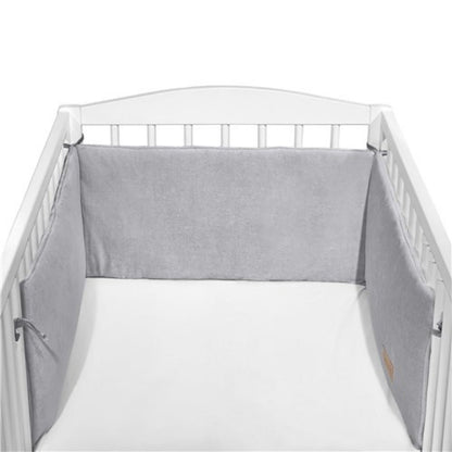 Chichonera Para Cuna 180x30 Velour Algodón Gris_0