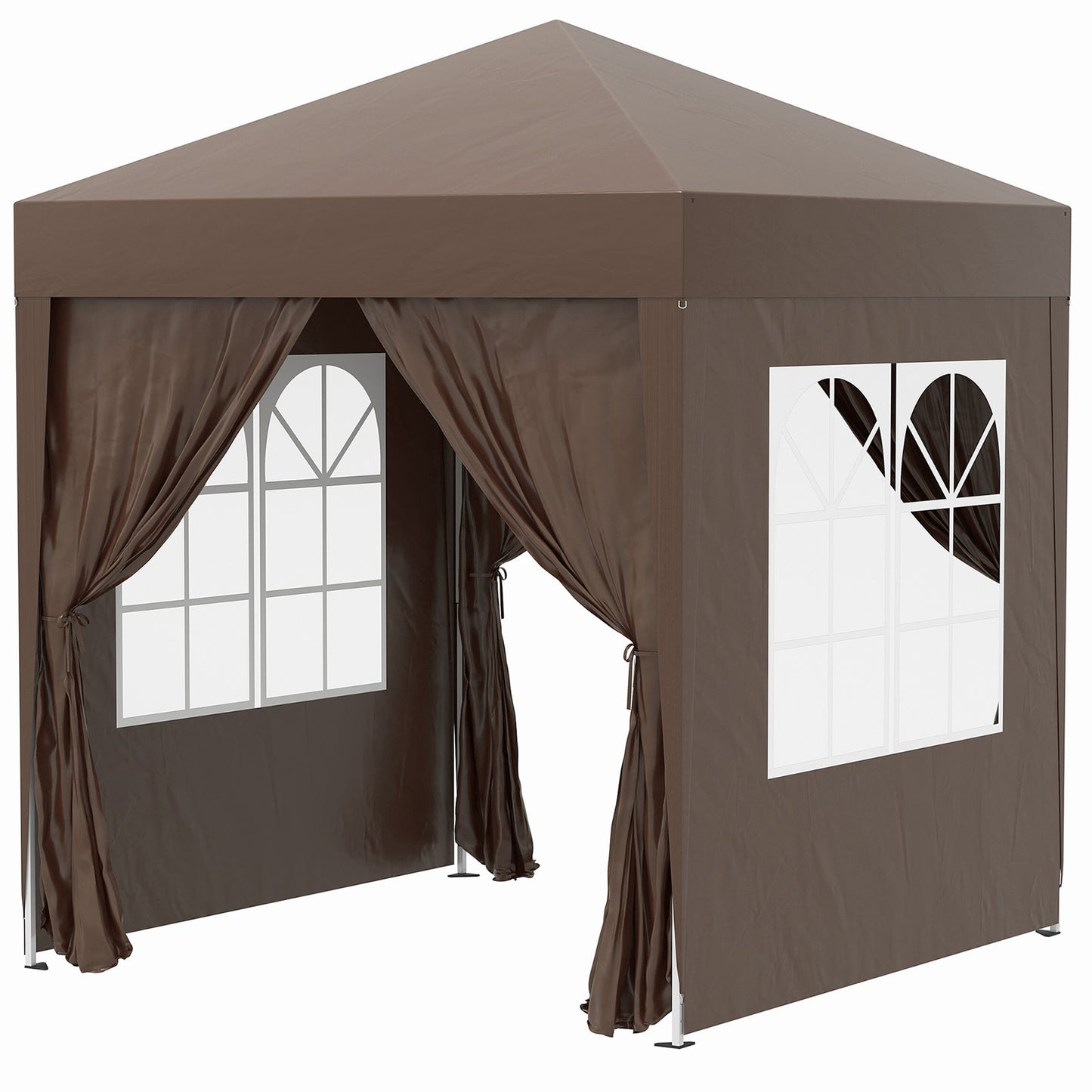 Outsunny Carpa Plegable 2x2m Exterior Con 4 Paredes Y Bolsa De Transporte Marrón_0