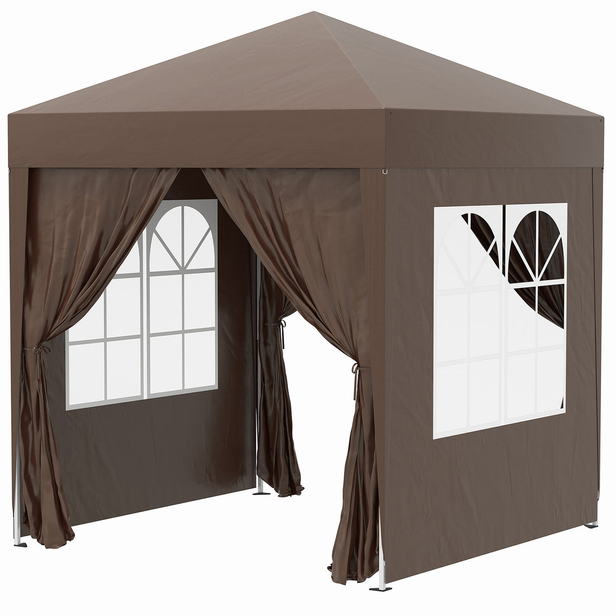 Outsunny Carpa Plegable 2x2m Exterior Con 4 Paredes Y Bolsa De Transporte Marrón_0