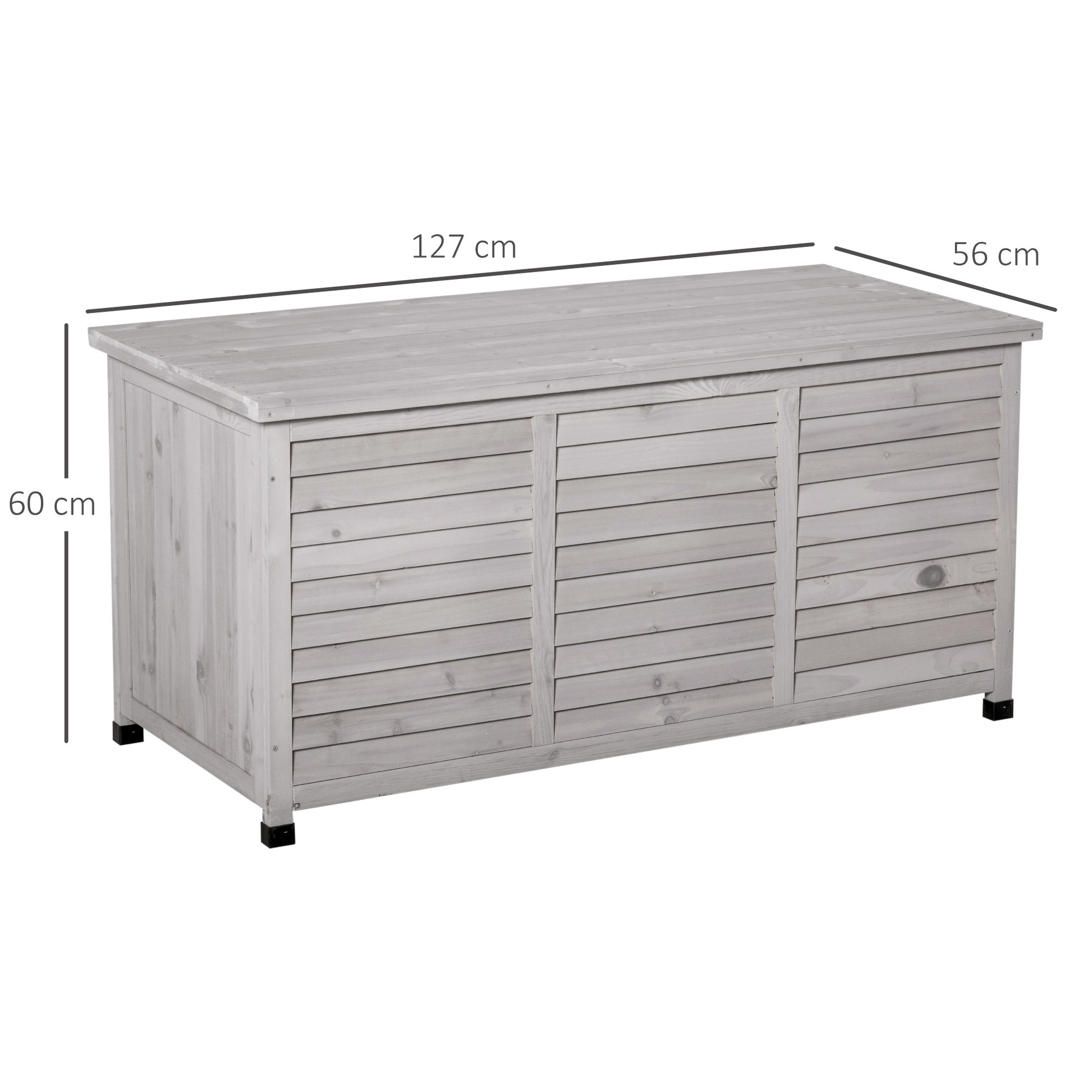 Outsunny Baúl De Almacenaje Exterior 284l Impermeable Con Tapa Abrible Gris_2