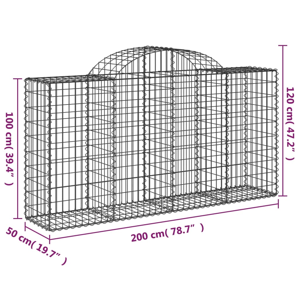 Cestas De Gaviones 12 Uds Forma Arco Hierro 200x50x100/120 Cm_5