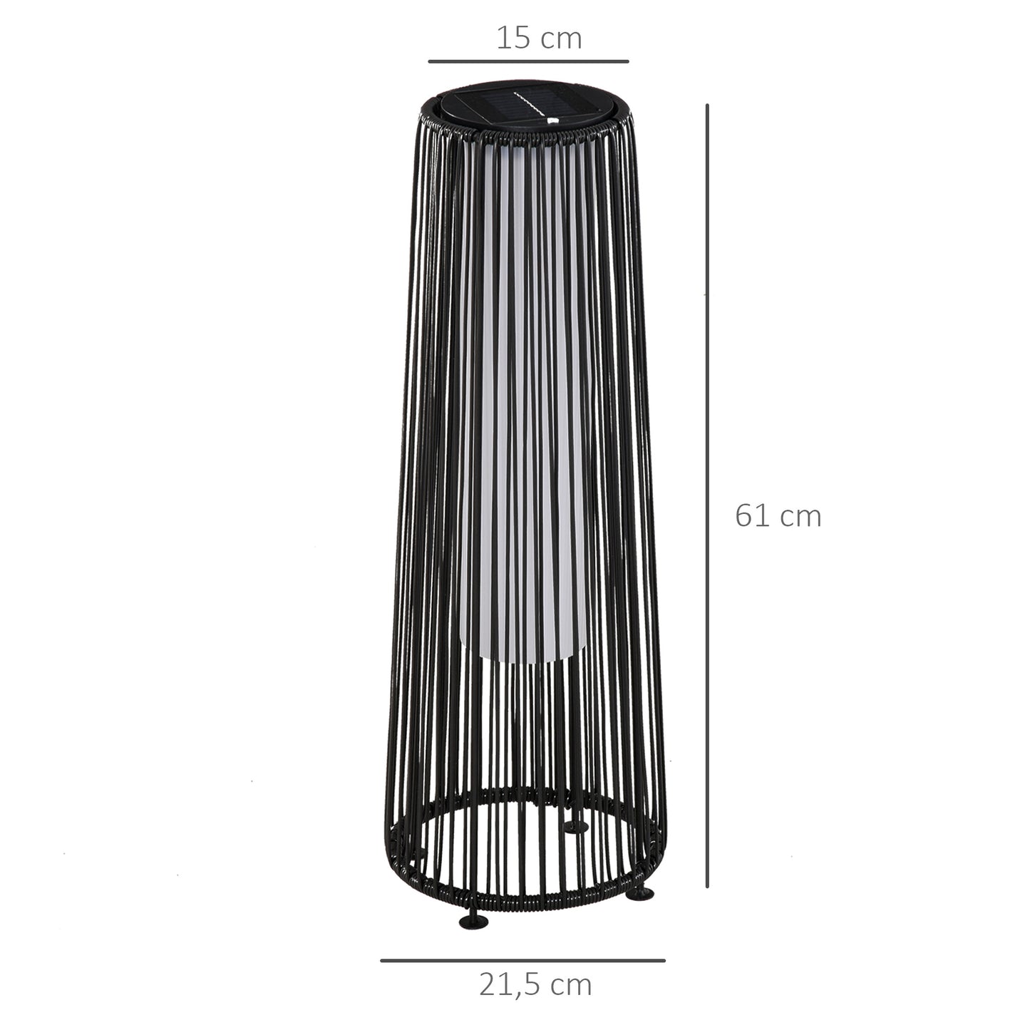 Outsunny Lámpara De Pie Ratán Energía Solar Con Control Luz Automático Negro_2