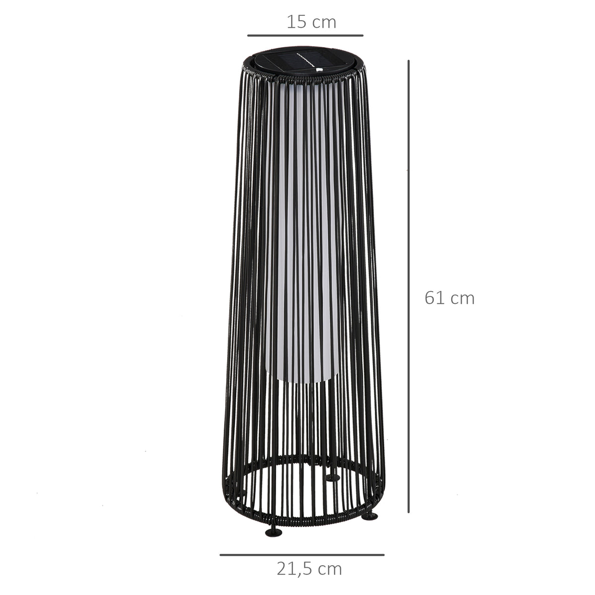 Outsunny Lámpara De Pie Ratán Energía Solar Con Control Luz Automático Negro_2