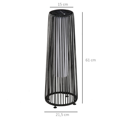 Outsunny Lámpara De Pie Ratán Energía Solar Con Control Luz Automático Negro_2