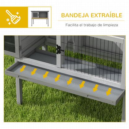 Pawhut Conejera De Madera Exterior Con Bandeja Extraíble Mascotas Pequeñas_5