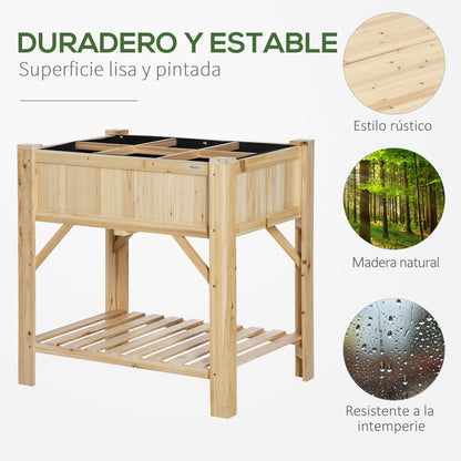 Outsunny Huerto Urbano De Madera Jardín 6 Compartimentos Estante 78,5x58x81 Cm_5