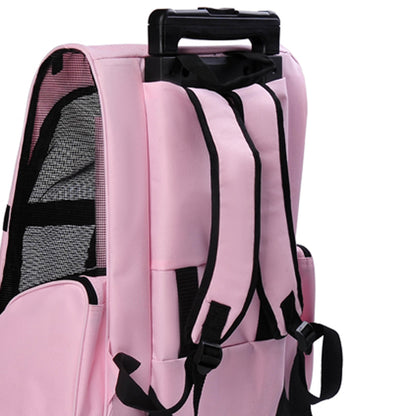 Pawhut Transportín 2 En 1 Para Mascotas Carrito Mochila Ruedas 42x25x55 Cm Rosa_3
