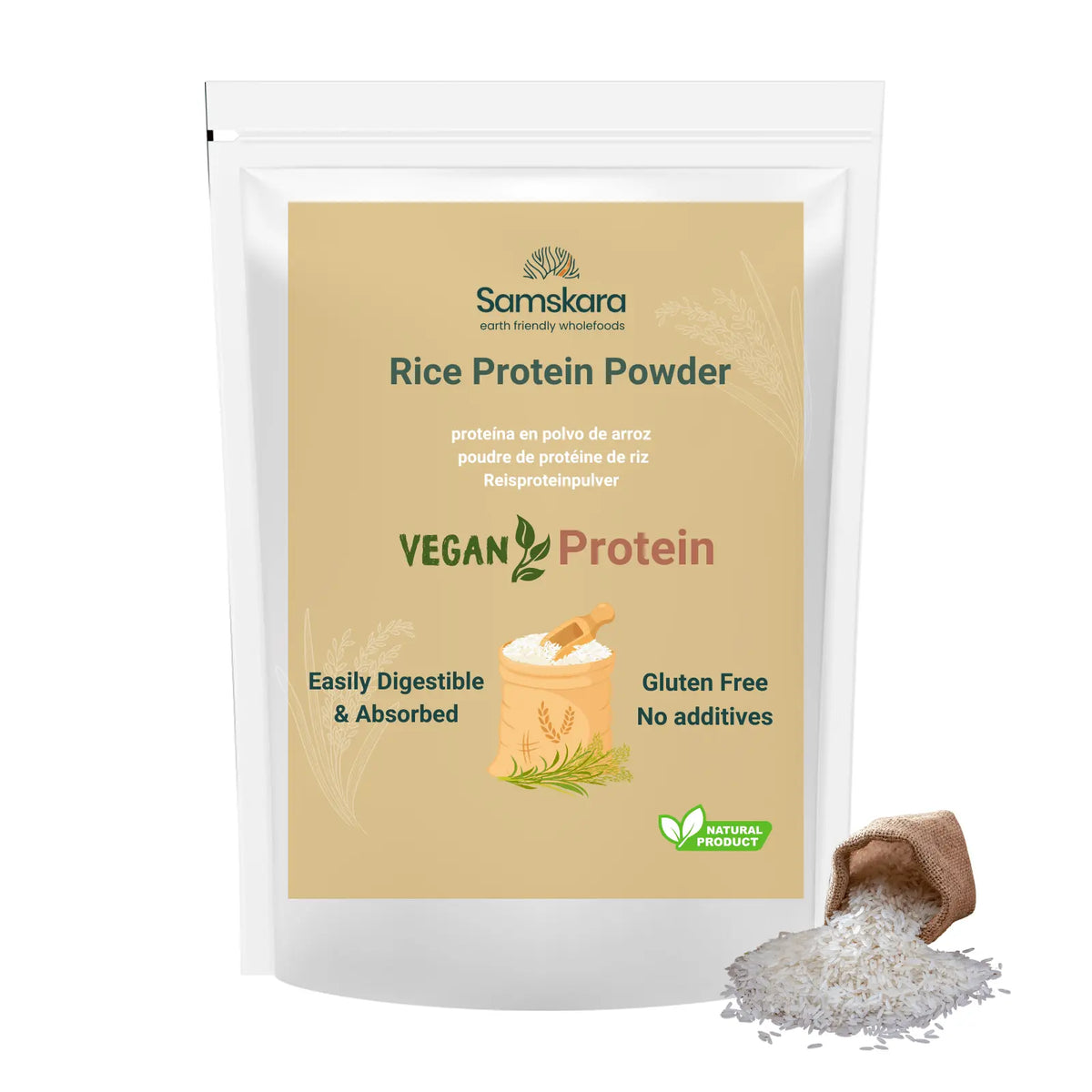 Proteína De Arroz Blanco - 4kg (500g Envase Retail + 3,5kg Bolsa Granel De Recarga) | Proteína Vegetal En Polvo Vegana_0