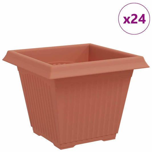 Maceta Cuadrada Para Flores 24 Pcs Rojo Ladrillo Plástico_0