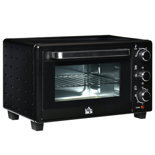 Horno Eléctrico Homcom Metal, Vidrio Templado Negro 46x38.5x29 Cm_0