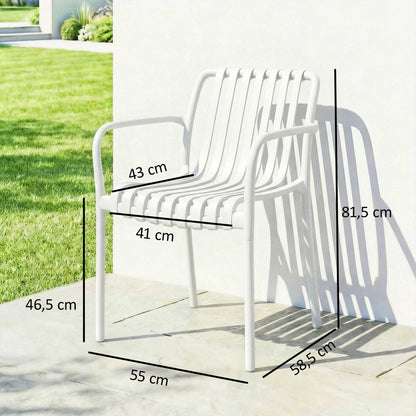 Sillas De Jardín Outsunny Pp Blanco 55x58.5x81.5 Cm_2