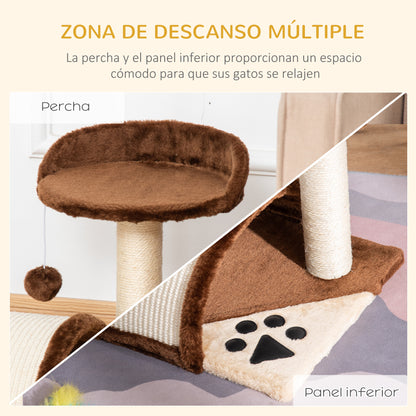 Pawhut Árbol Rascador Para Gatos 2 Niveles Con Poste Tablero Para Rascar Marrón_5