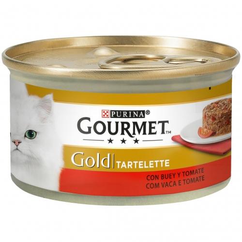 Pack 24 x GOURMET GOLD Tartaleta Buey y Tomate Comida húmeda 85 g