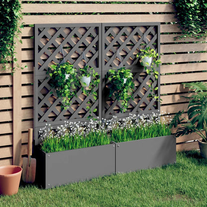 Jardineras Con Enrejado 2 Unidades Wpc Gris 65x33x135 Cm_1