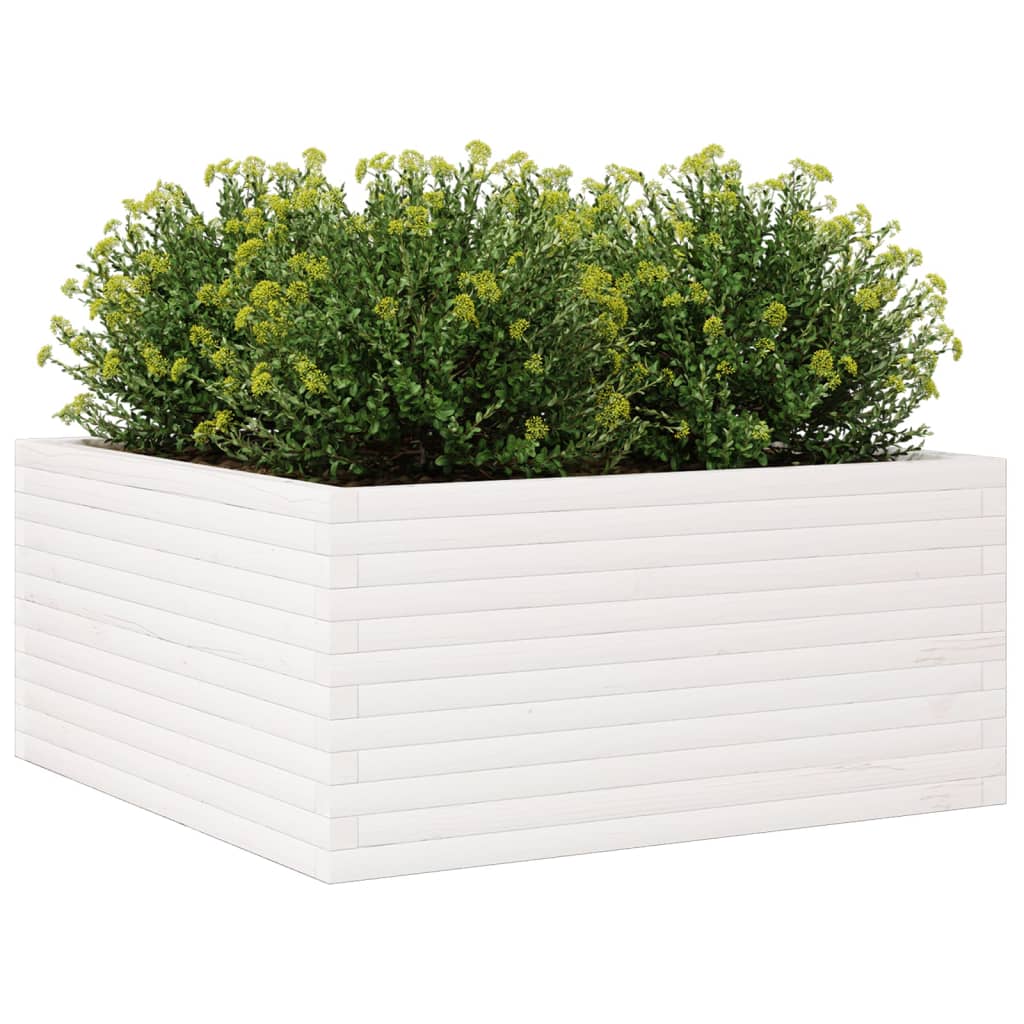 Jardinera Madera Maciza De Pino Blanco 100x100x46 Cm_3