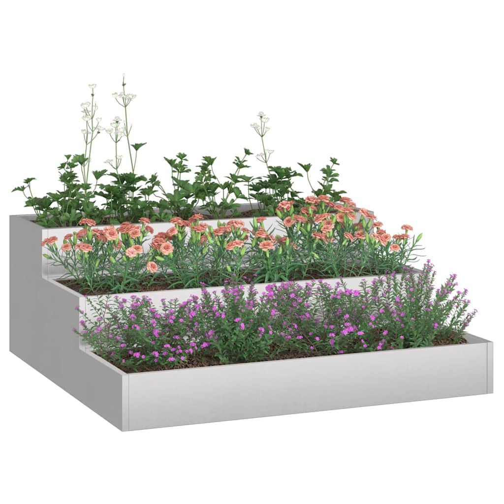 Macetero De Jardín Plateado 90 X 90 X 35 Cm Acero Inoxidable_2
