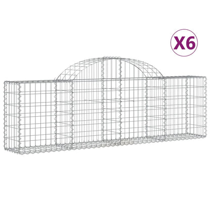 Cestas De Gaviones 6 Uds Forma De Arco Hierro 200x30x60/80 Cm_0