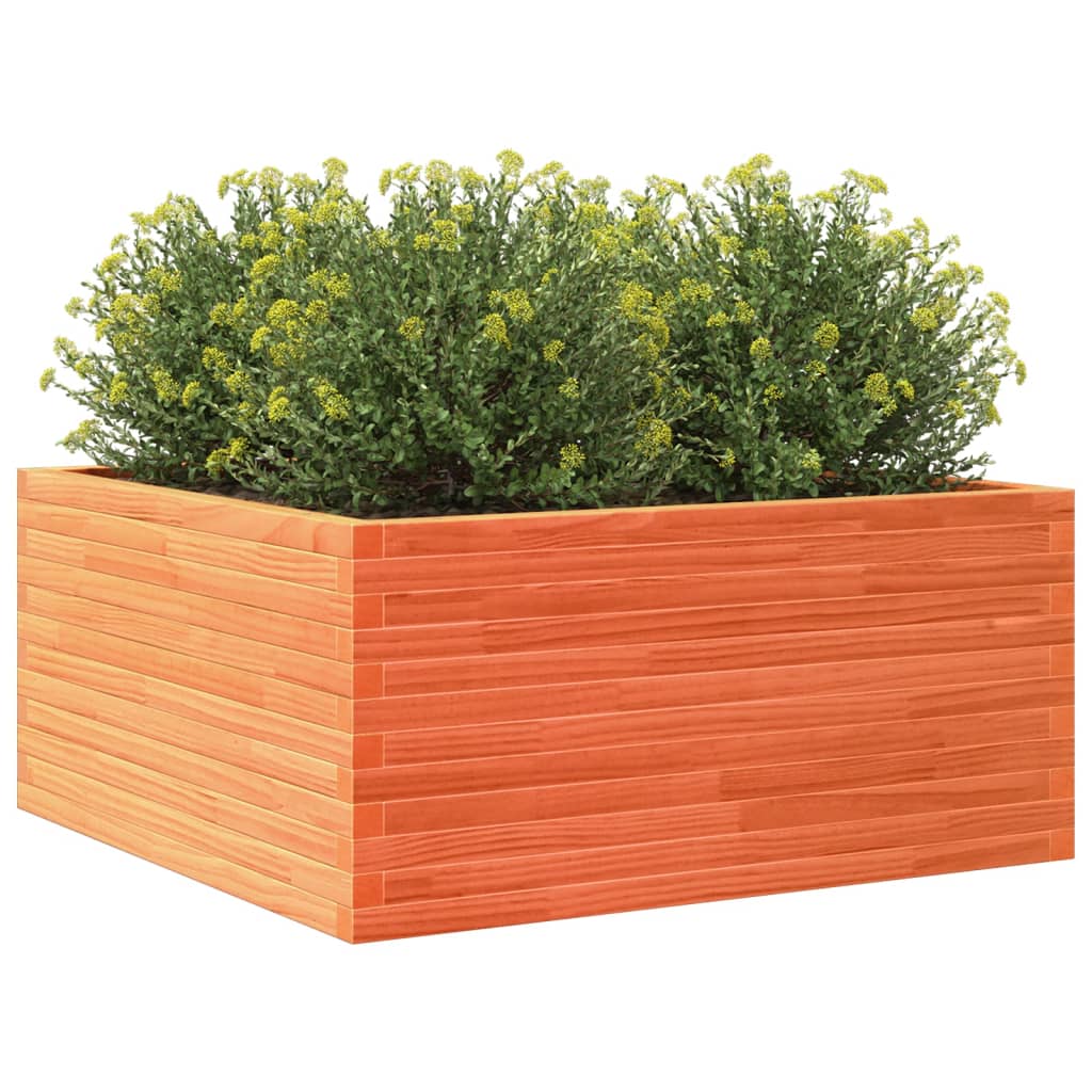 Jardinera De Madera Maciza Pino Marrón Cera 100x100x46 Cm_3